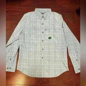 L.L. Bean vented plaid button down top XS